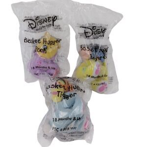 Disney Winnie The Pooh Basket Hugger Tigger & Eeyore Plush Lot 2002 New Sealed
